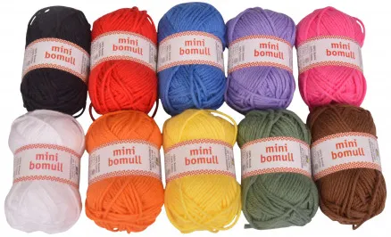 Järbo Minibomull Lankapaketti 13 Perusväriä 10g - 10 kpl - Järbo Minibomull Lankapaketti 13 Perusväriä