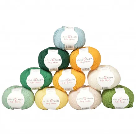 Infinity Hearts Baby Merino Lanka-pakkaus 14 Vihreän ja Keltaisen sävyjä - 10 kpl - Infinity Hearts Baby Merino Lanka-pakkaus 14 Vihreän ja Keltaisen sävyjä